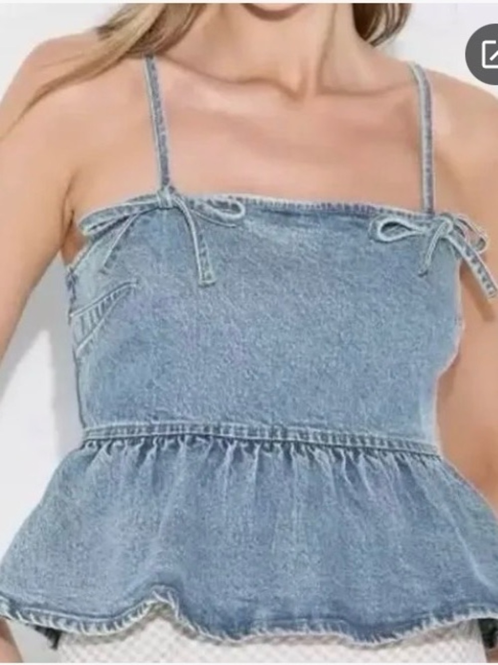 Wild Fable Denim Baby Doll Peplum Top - Blue